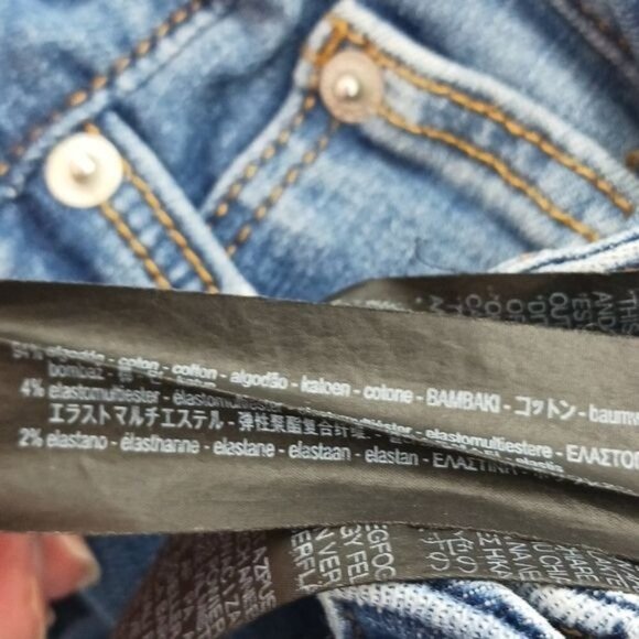 Zara Womens Size 2 Skinny Jeans Blue Mid Rise Stretch Denim Faded Distressed - Picture 6 of 6